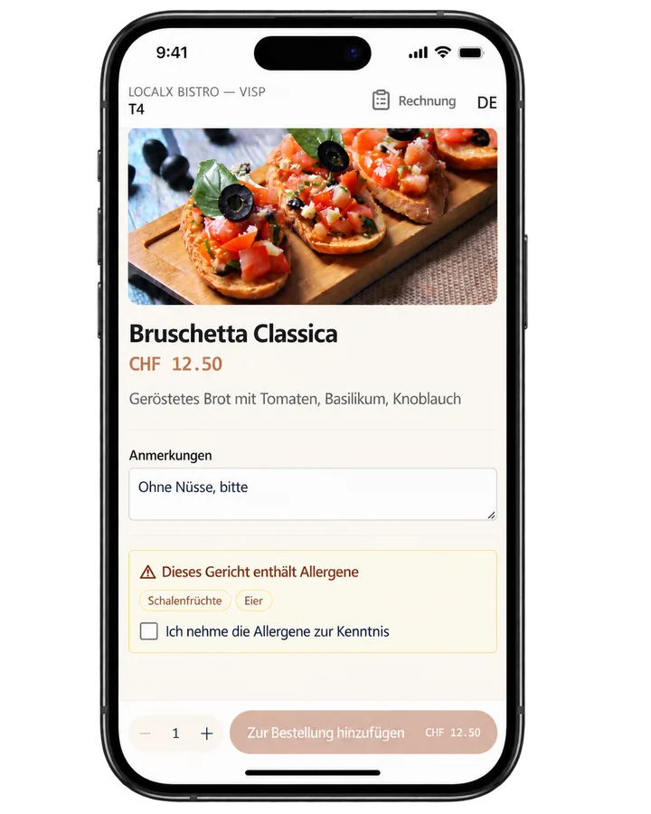 Guest scanning QR code and browsing menu